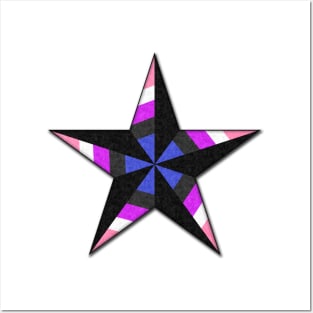 Gender Fluid Pride Flag Colored Nautical Star Posters and Art